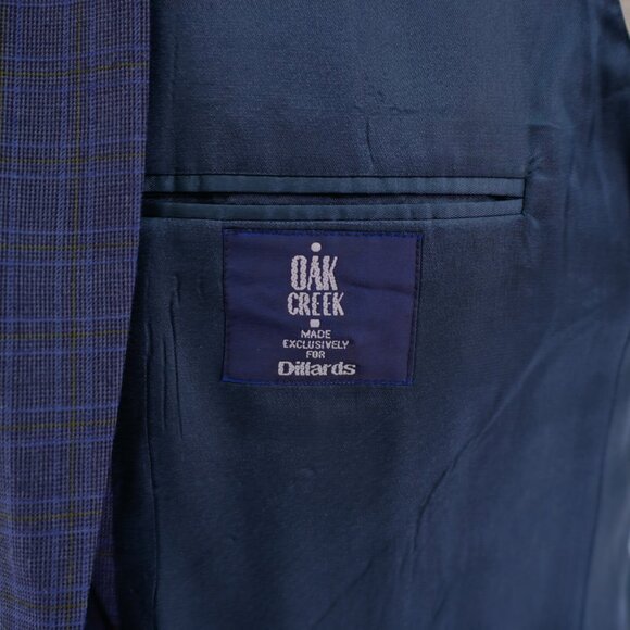 Oak Creek Worsted Wool Blue Yellow Plaid Check 2 Button‎ Sport Coat / Blazer 44L - Picture 8 of 12
